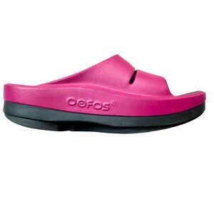 OOFOS OOahh Sport Slide Sandals Women's Size 9 Pink Black Comfort Recovery